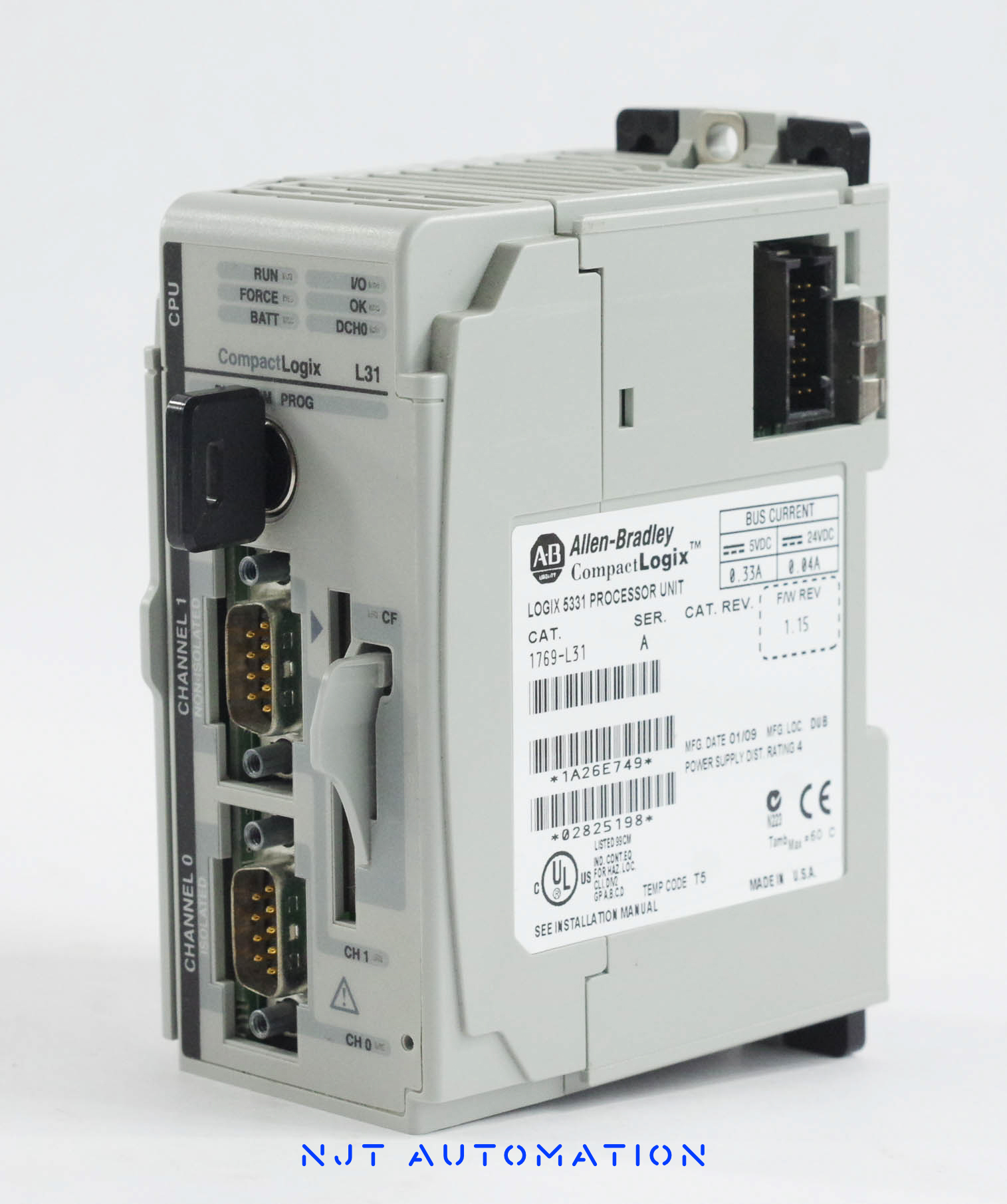 Allen-Bradley 1769-L31 CompactLogix Processor Allen-Bradley 1769-L31 CompactLogix controller, 512 KB – front view