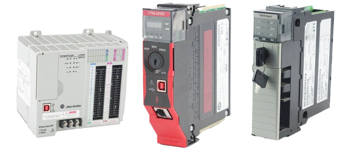 Allen-Bradley CompactLogix and ControlLogix processors typical of surplus New Old Stock listings