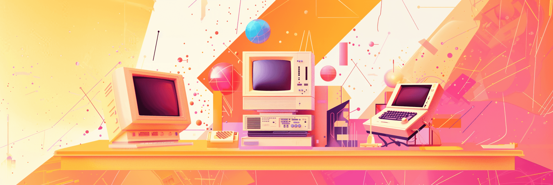 Poster featuring vintage electronics from the 1990s.