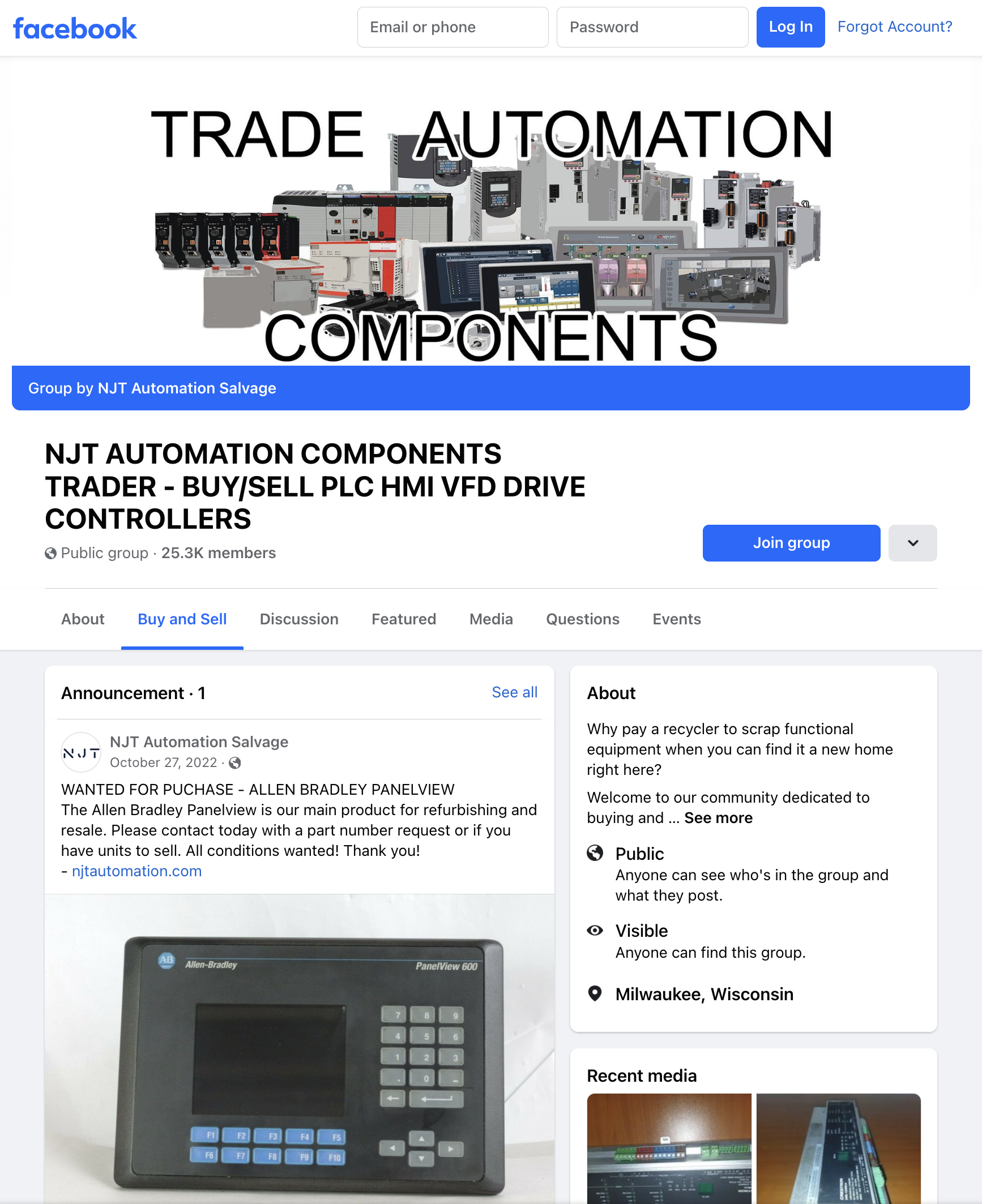 Automation Components Trader Facebook Page